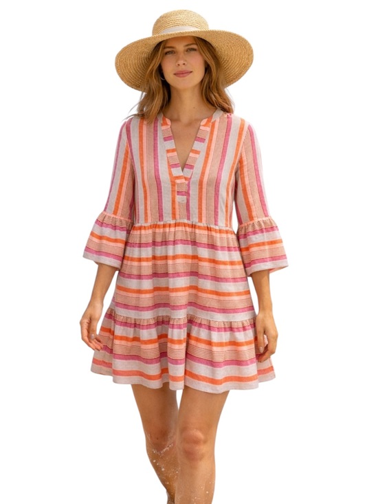 Boden Dresses & Skirts - Boden Linen Dress Women 8 Tiered Bell Sleeve Cottagecore Relaxed A-Line Boho
R